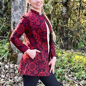 Mod 60s Nehru jacket Floral Gorgeous Design Made in Germany S